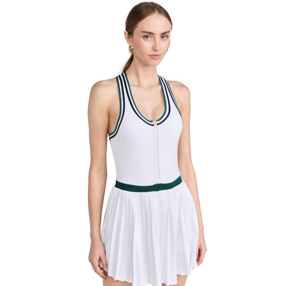 NWT Varly Jane Court Dress 28 white green navy size large